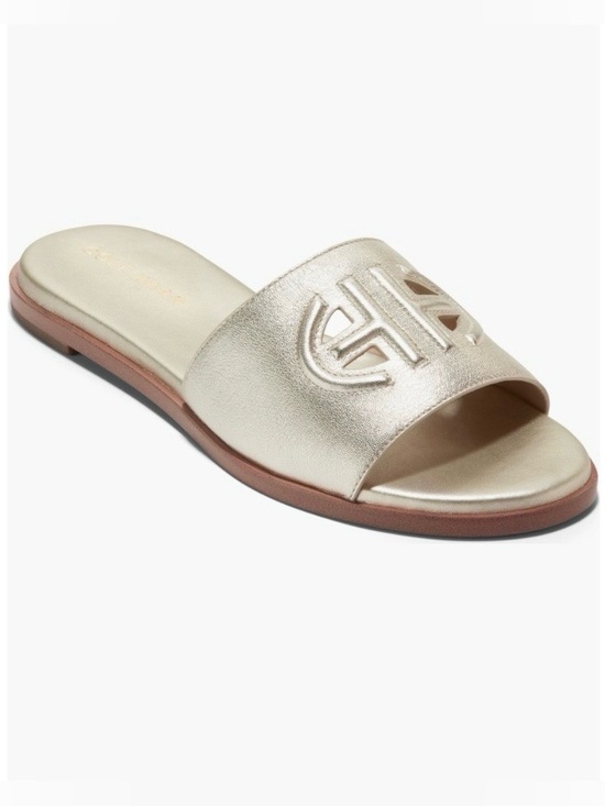 Cole Haan Shoes - COLE HAAN FLYNN LEATHER GOLD LOGO
SLIDE SANDAL Size 5